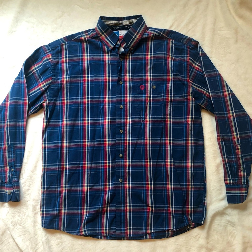 George Strait Collection By Wrangler Blue Plaid Button Shirt Men’s Size large